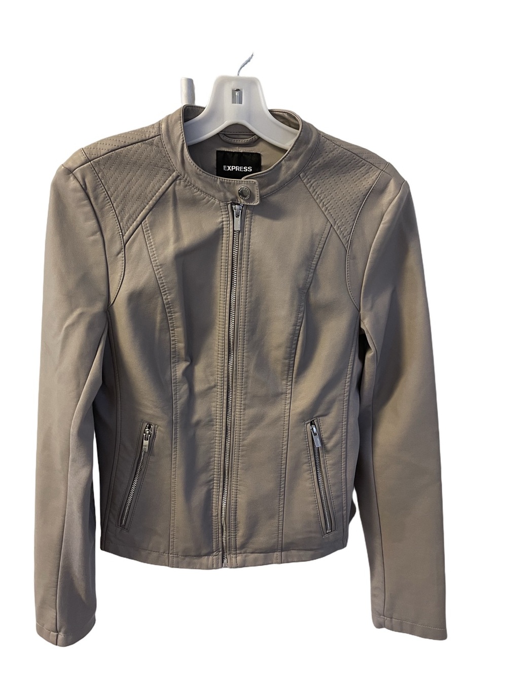 Express Women's Taupe Faux Leather Moto Jacket NWOT Sz S/P